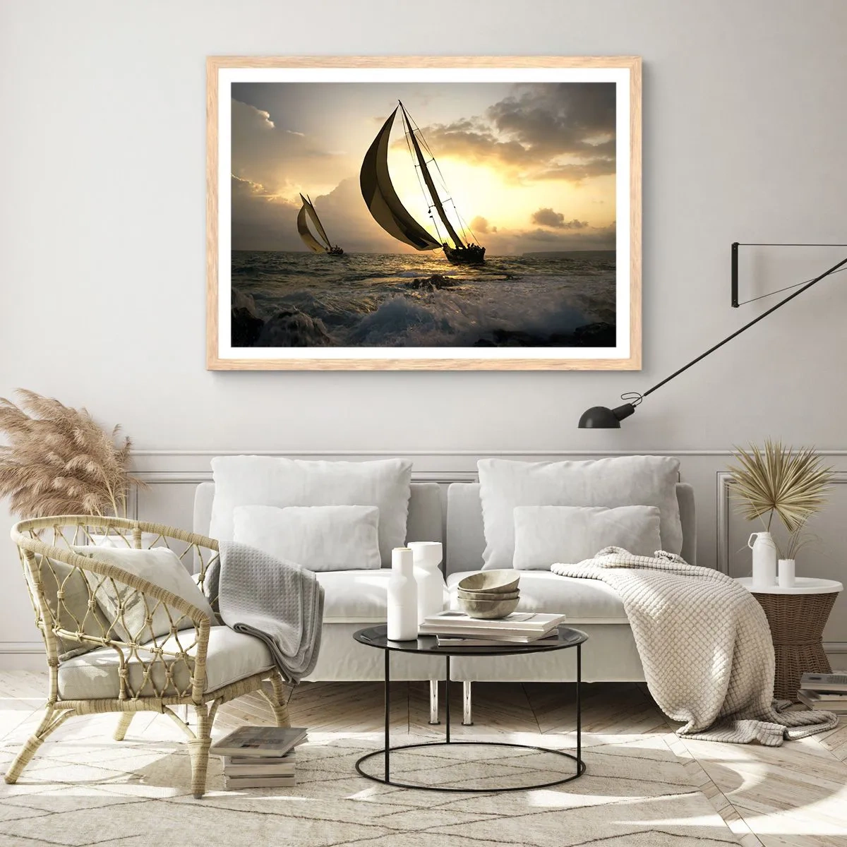 Een poster in een licht eiken lijst - Met de wind en tegen de wind - 91x61 cm