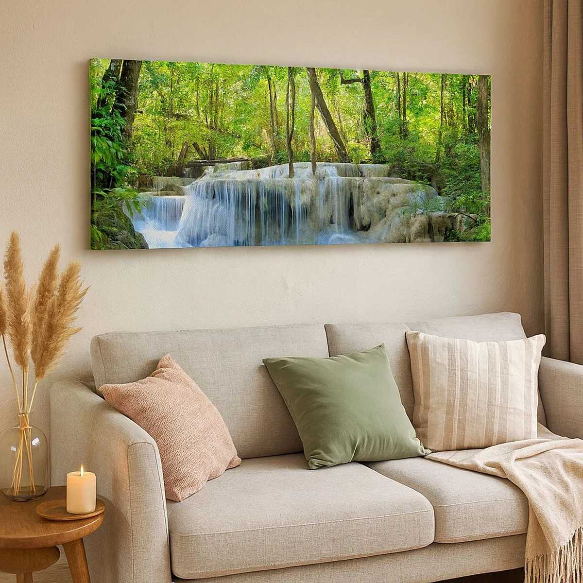 Schilderen op canvas - Verdrinken in turkoois en groen - 100x40 cm