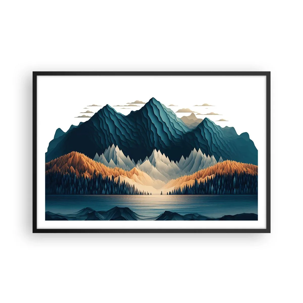 Poster in een zwarte lijst - Perfect berglandschap - 91x61 cm