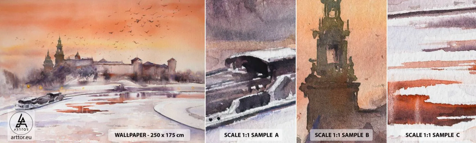 Fotobehang Staaltje Standard Eco - Koninklijke zonsondergang - Landschap, Landschap, Klassiek - 100x30 cm