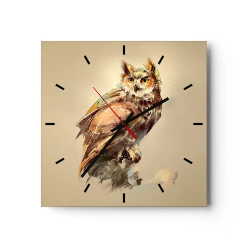Wandklok - Klok - De slimste uil - zal het eikenbos bevestigen - 30x30 cm