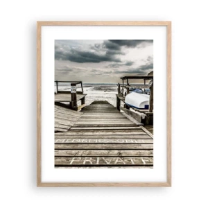 Een poster in een licht eiken lijst - Middernacht strand - 40x50 cm