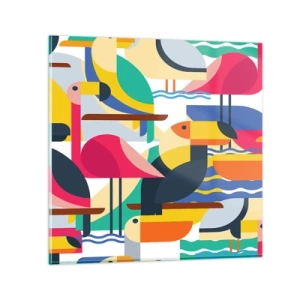 Schilderen op glas - Vogelfeestje - 70x70 cm