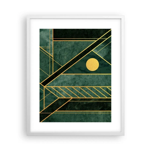 Poster in een witte lijst - Dynamiek van goud en azuur - 40x50 cm