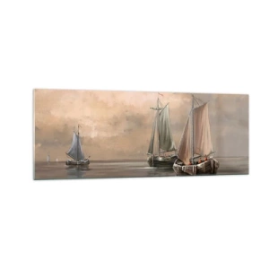 Schilderen op glas - De terugkeer van zeelieden - 140x50 cm