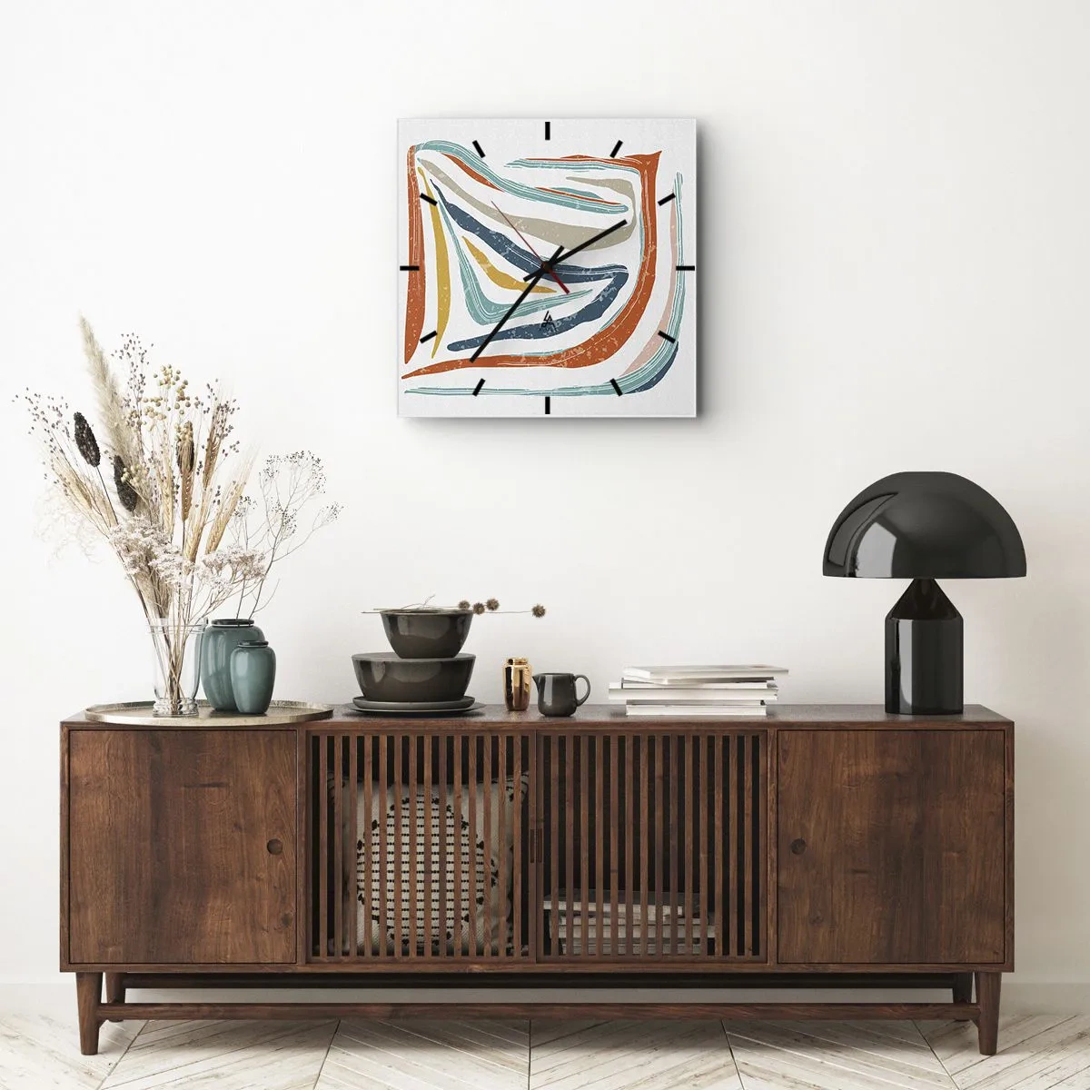 Wandklok - Klok - Abstractie met een vriendelijke glimlach - 30x30 cm