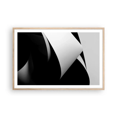 Een poster in een licht eiken lijst - Lichtvlakken uit de diepten van de schaduw - 91x61 cm