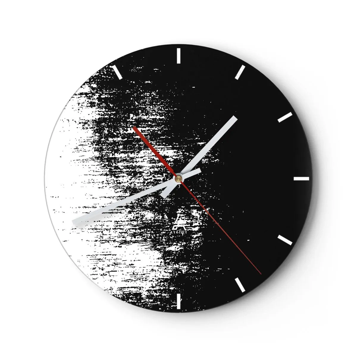 Wandklok - Klok - Zwart-wit abstract met een penseelstreekeffect - 30x30cm - En de winnaar is ... - Moderne wanddecoratie voor woonkamer, keuken en slaapkamer ARTTOR