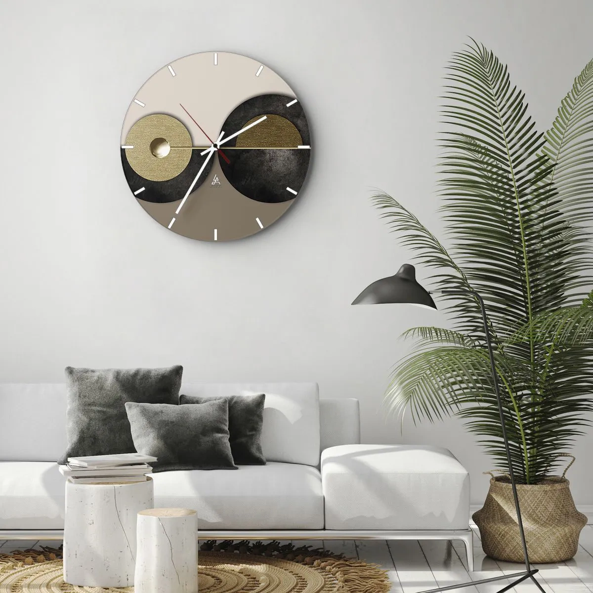 Wandklok - Klok - Een moderne compositie met geometrische cirkels - 30x30cm - Variaties rond de cirkel - Moderne wanddecoratie voor woonkamer, keuken en slaapkamer ARTTOR