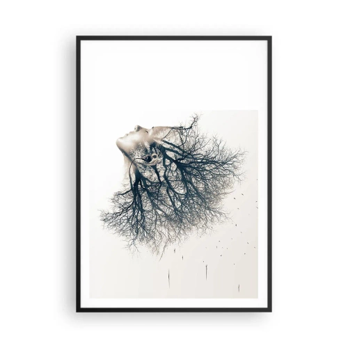 Poster in een zwarte lijst - Luisteren naar het gefluister van bomen - 70x100 cm