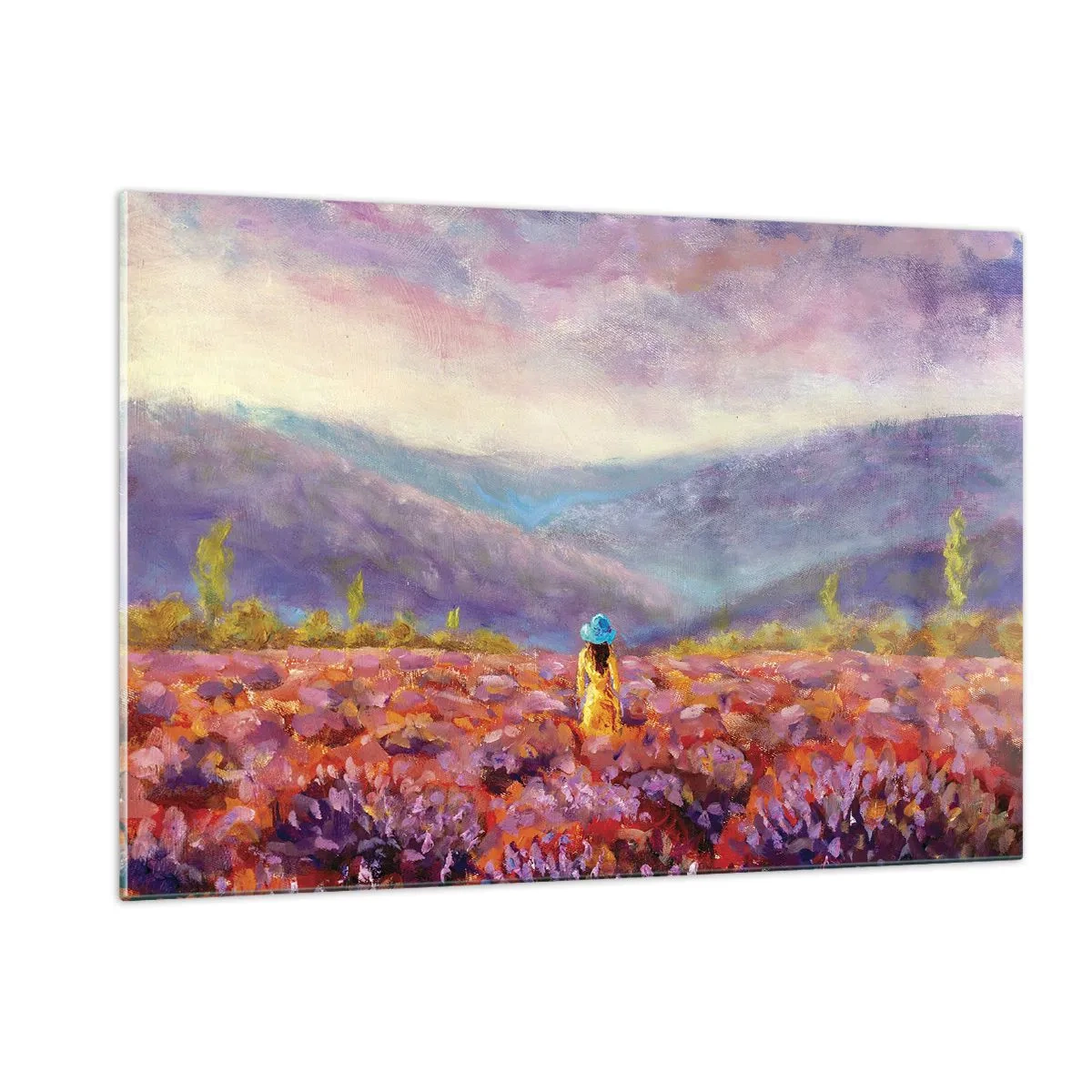 Schilderen op glas - In een lavendelwereld - 120x80 cm