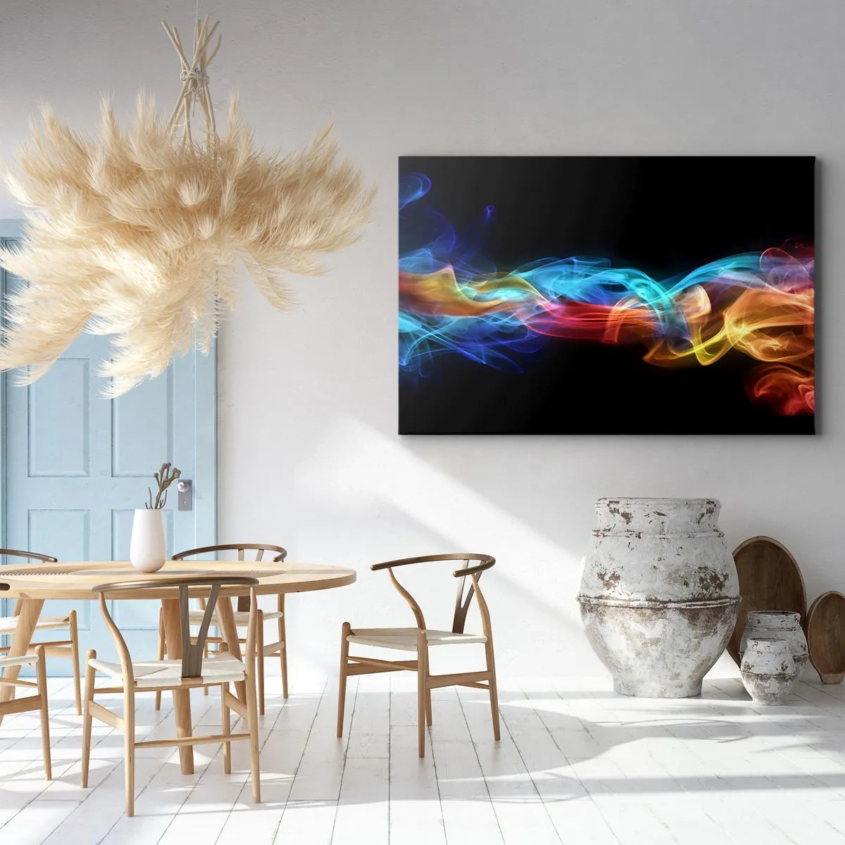 Schilderen op canvas - Regenboogdans van nevels - 120x80 cm