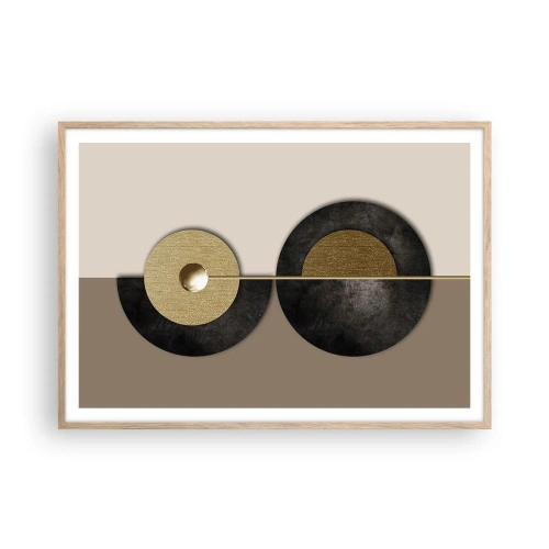 Een poster in een licht eiken lijst - Variaties rond de cirkel - 100x70 cm