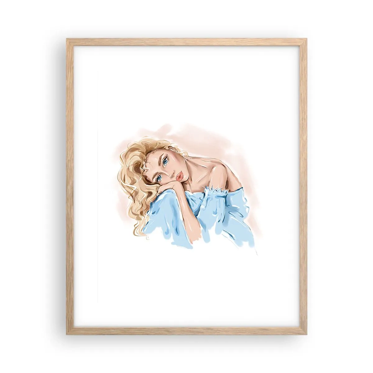 Een poster in een licht eiken lijst - Dromerig in het blauw - 40x50 cm