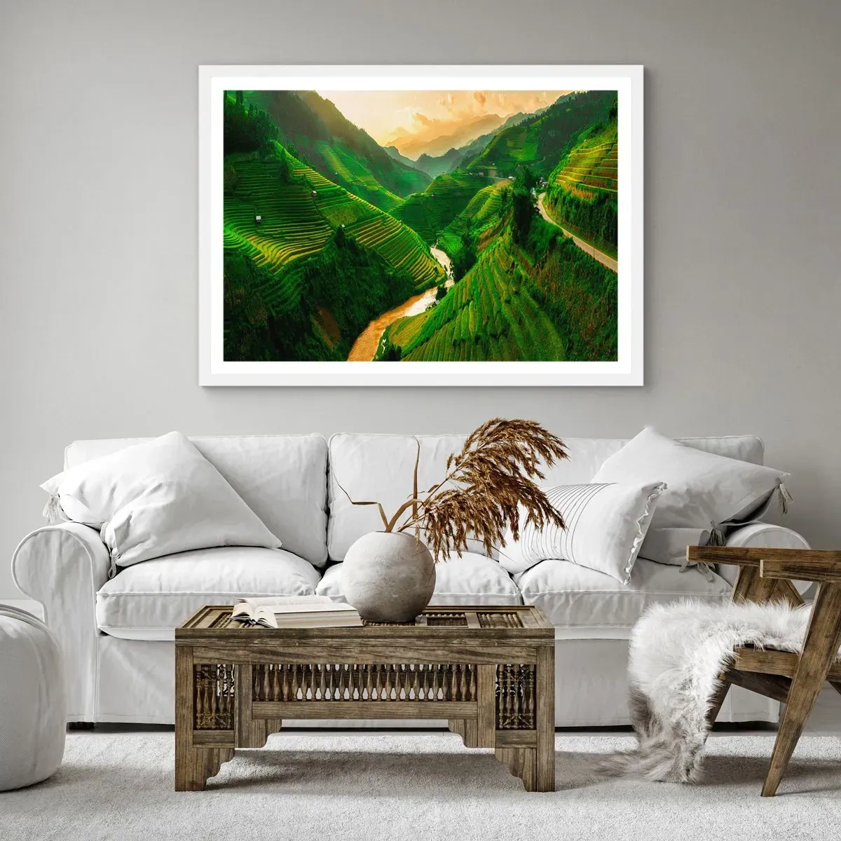 Poster in een witte lijst - Vietnamese vallei - 91x61 cm