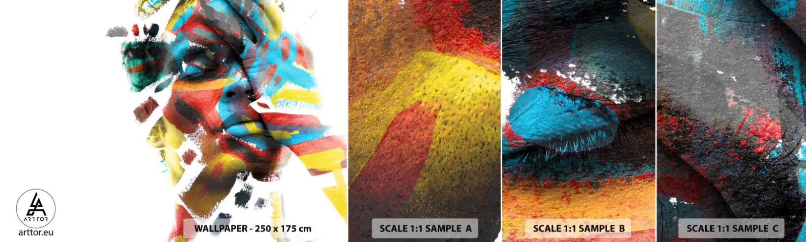 Fotobehang Staaltje Standard Eco - Een kleurrijke persoonlijkheid - Abstractie, Deel, Grafisch - 100x30 cm