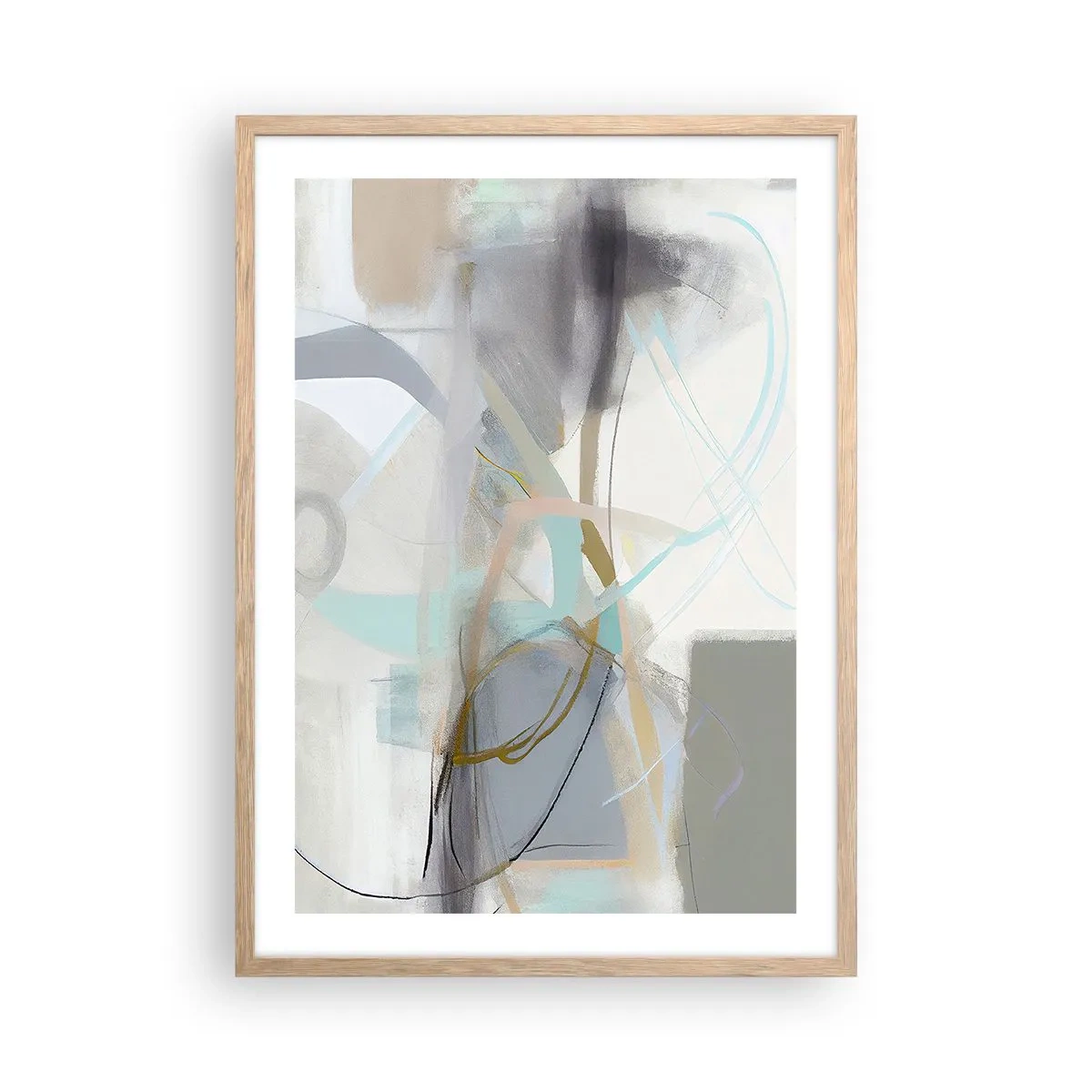 Een poster in een licht eiken lijst - Mistige abstractie - 50x70 cm