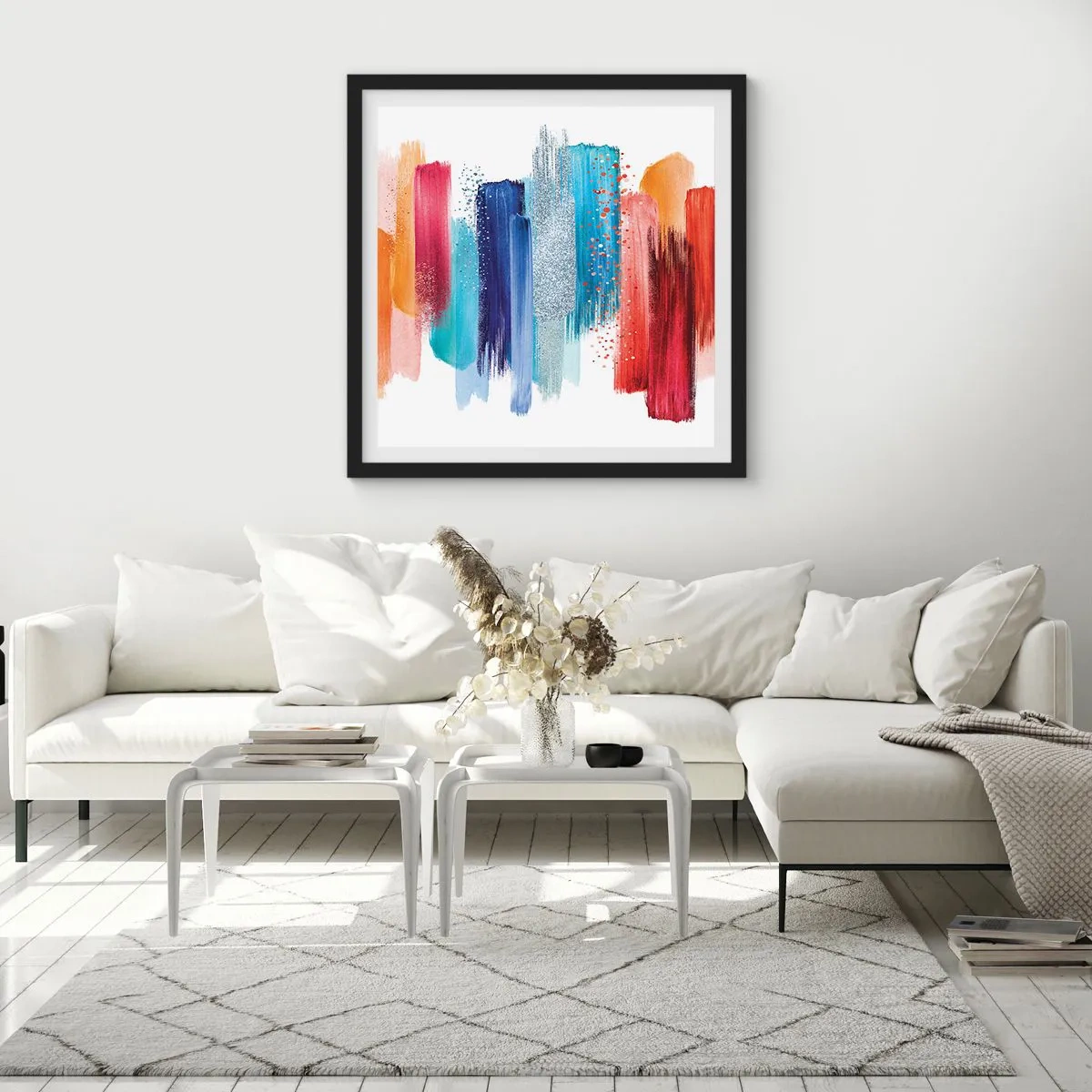Poster in een zwarte lijst - Omhoog en omlaag - 30x30 cm