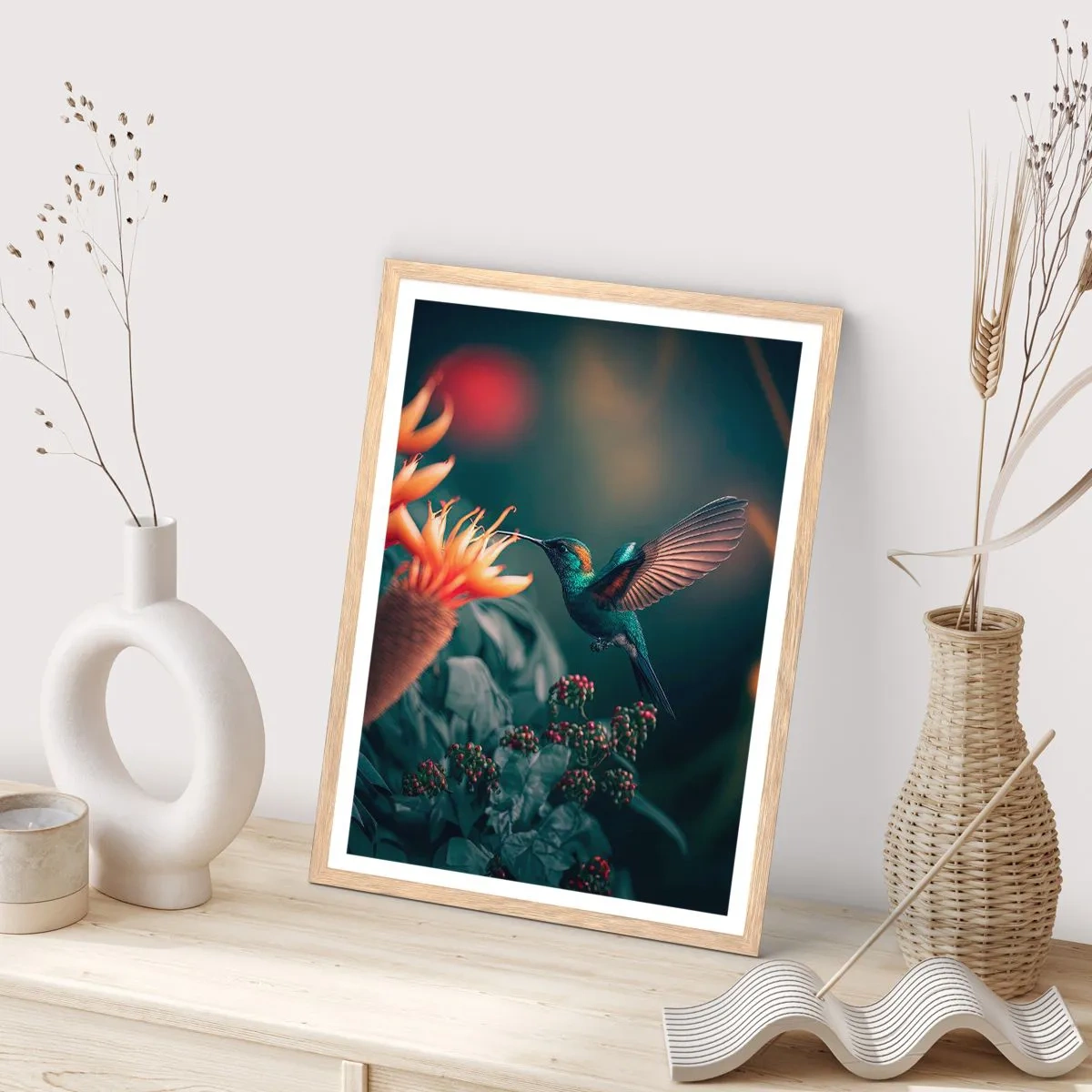 Een poster in een licht eiken lijst - een werkelijk kleurrijk leven - 70x100 cm