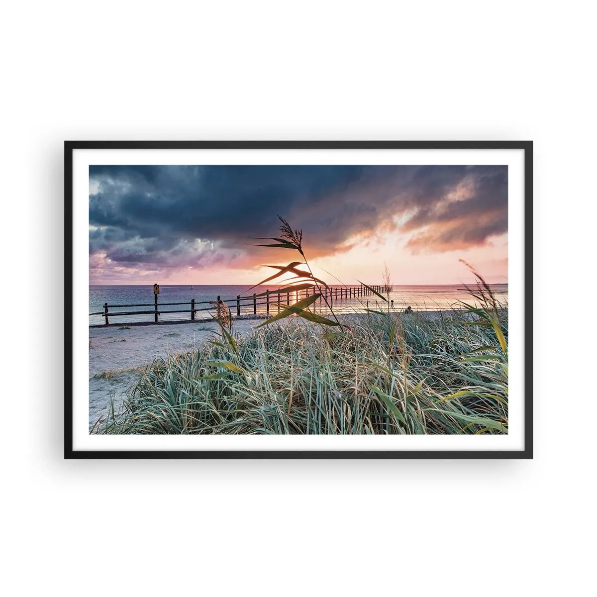 Poster in een zwarte lijst - Het gaat niet met de wind mee - 91x61 cm