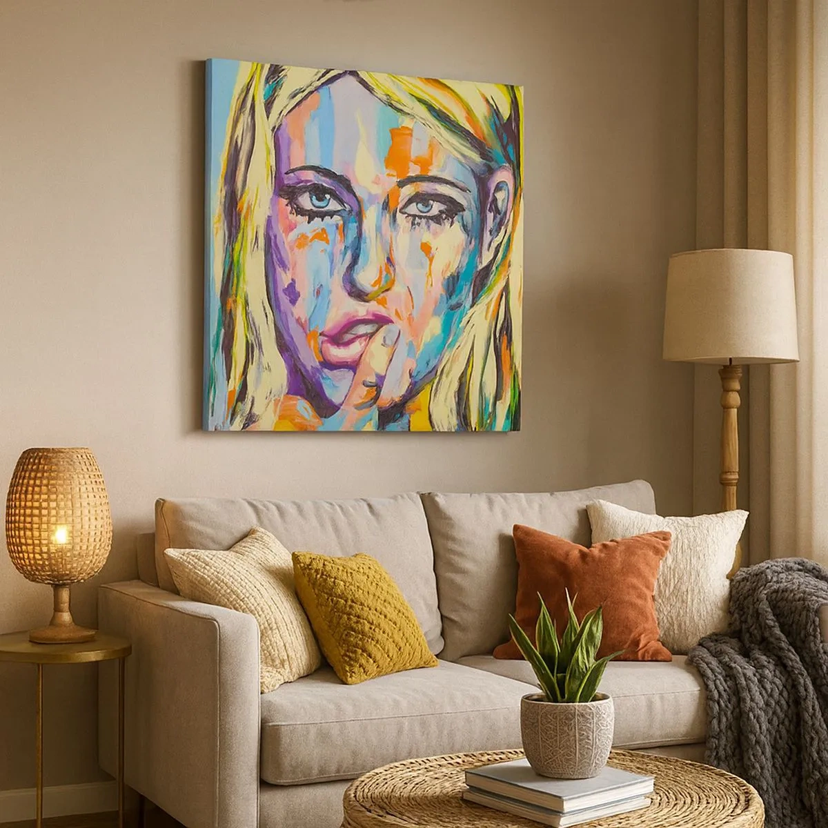 Schilderen op canvas - Kijk haar recht in de ogen - 30x30 cm