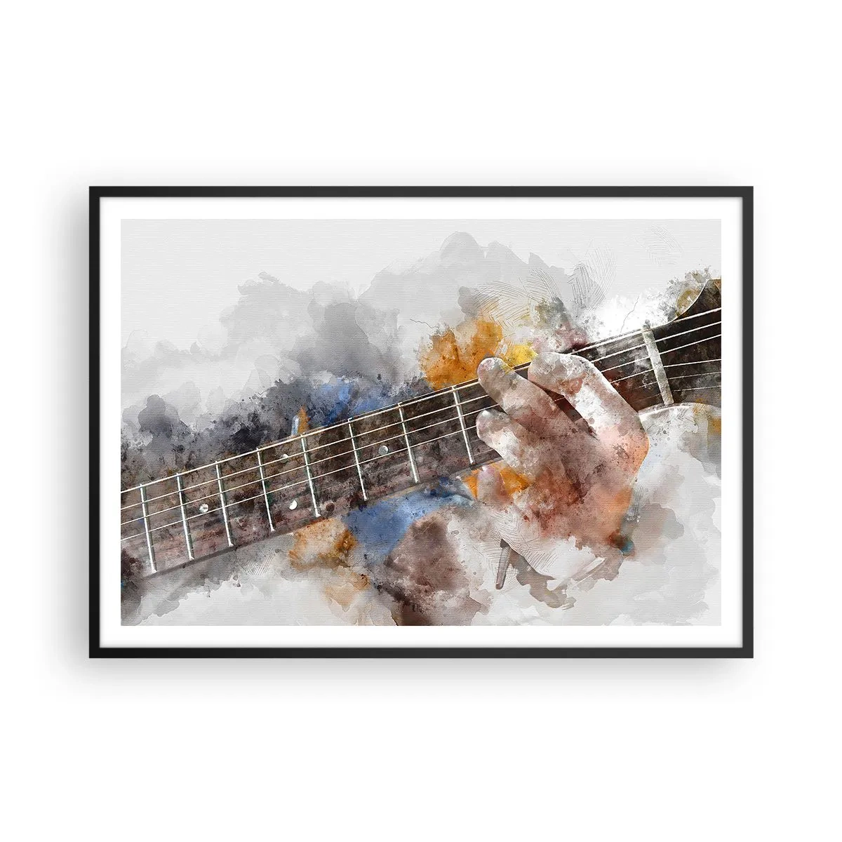 Poster in een zwarte lijst - Poëzie tussen de snaren - 100x70 cm
