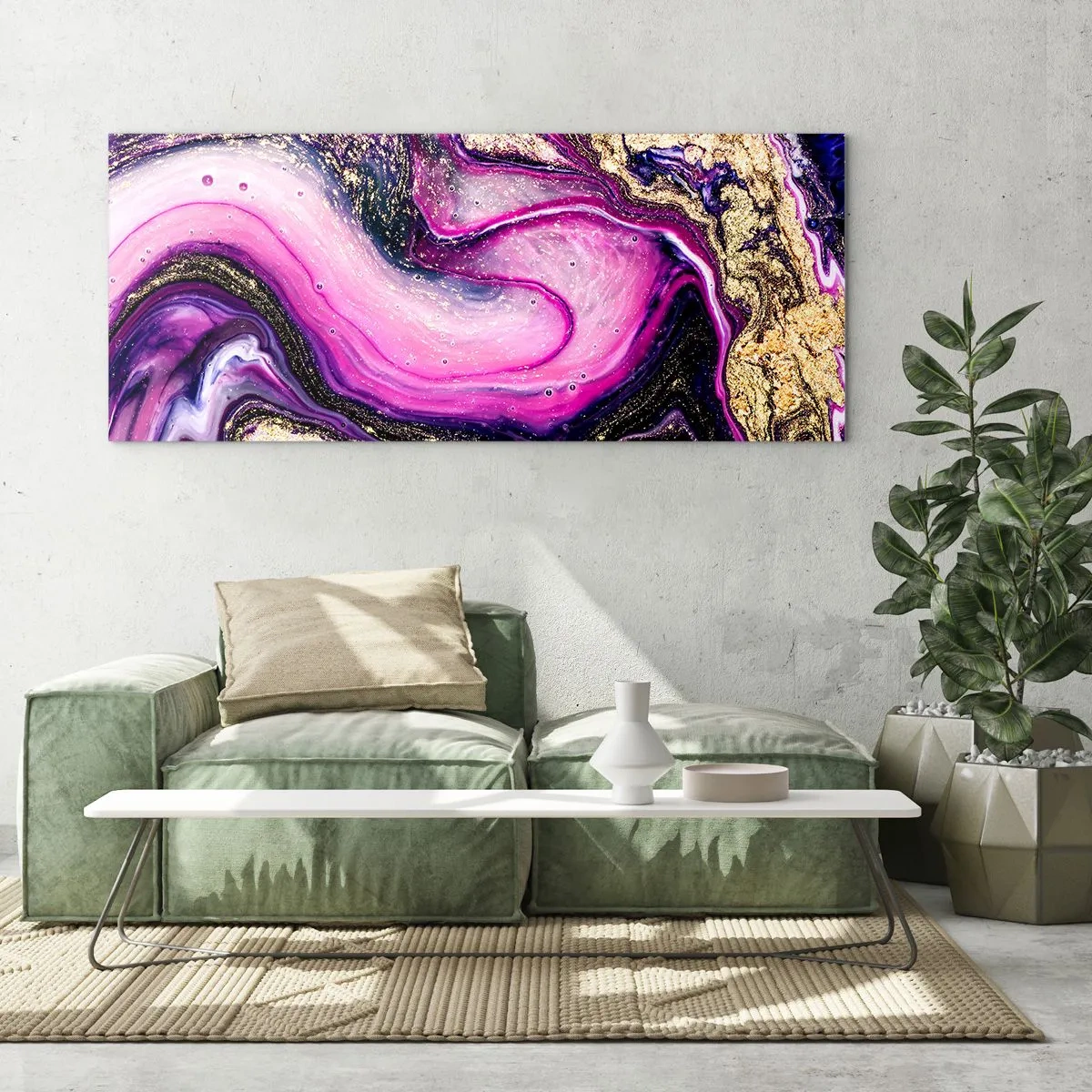 Schilderen op glas - Een momentje achter de schermen - 120x50 cm