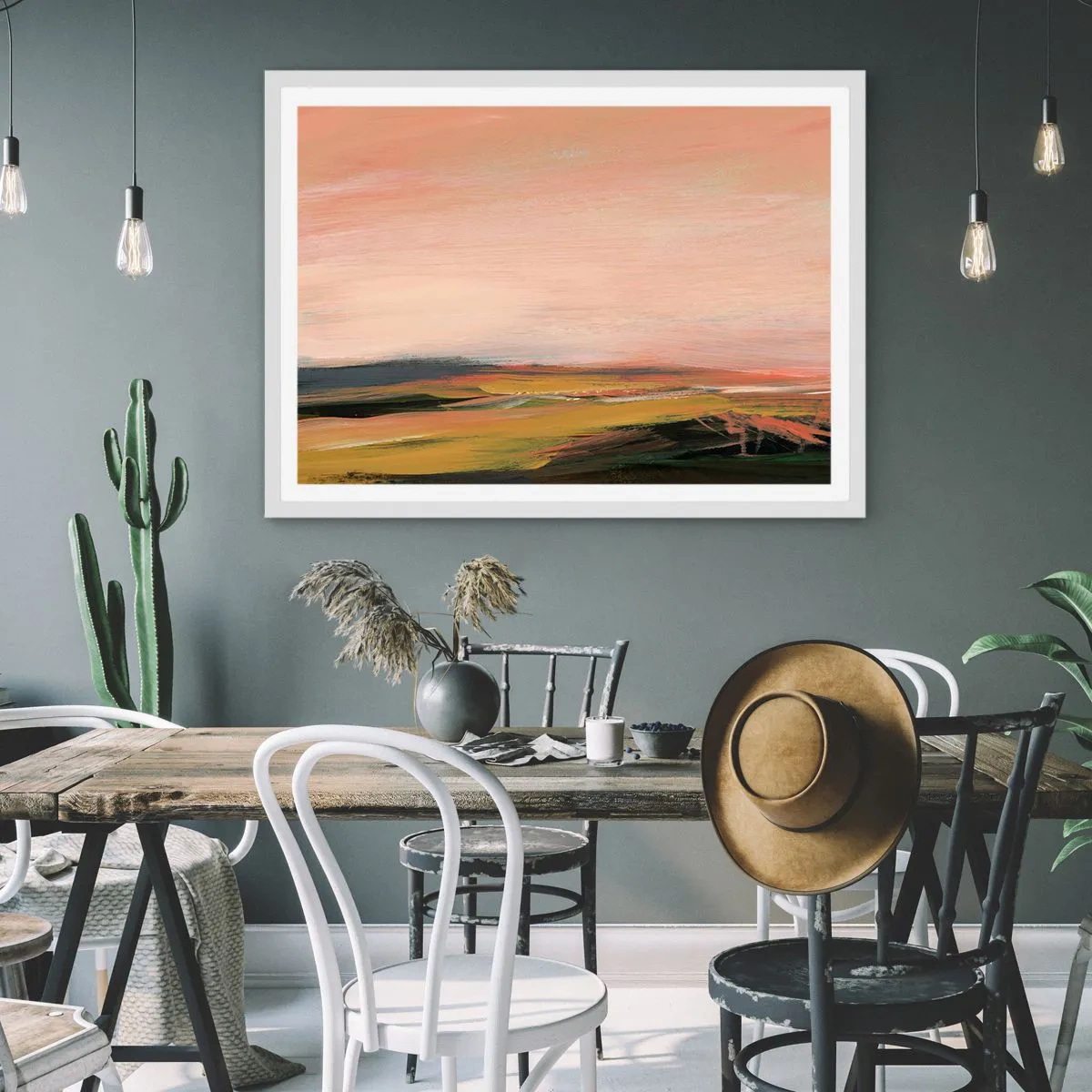 Poster in een witte lijst - In roze tinten - 91x61 cm