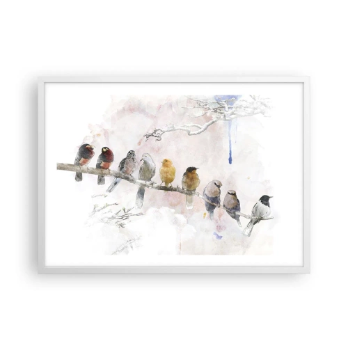 Poster in een witte lijst - Gevleugelde ontmoeting - 70x50 cm
