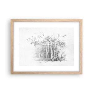 Een poster in een licht eiken lijst - Het licht van het berkenbos - 40x30 cm