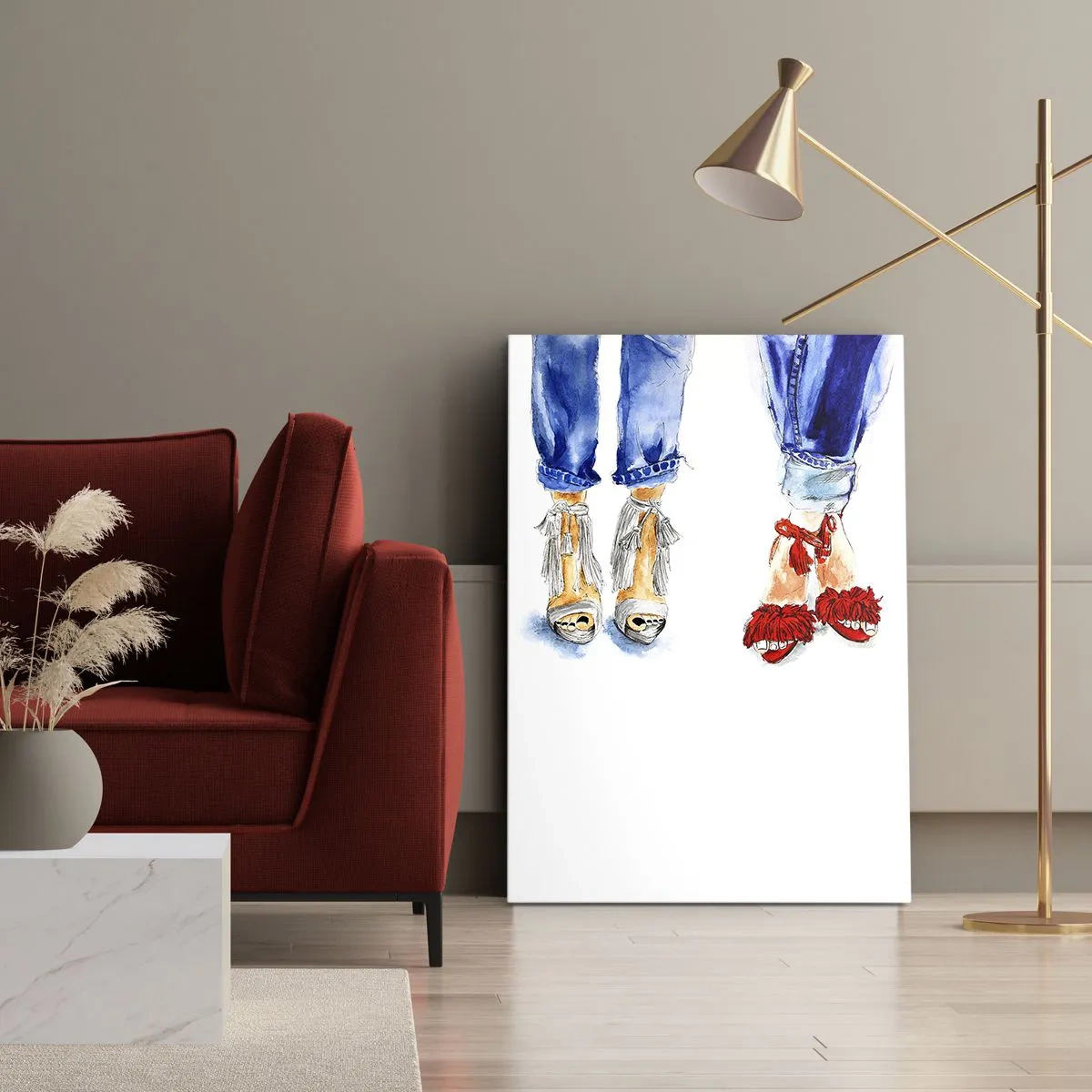 Schilderen op canvas - Misschien gaan we wandelen? - 55x100 cm