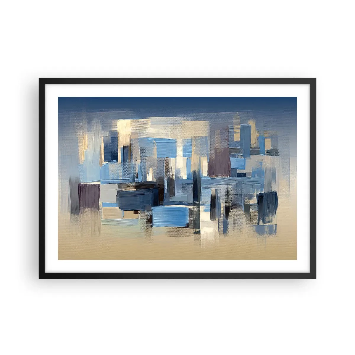 Poster in een zwarte lijst - Blauwe constructie - 70x50 cm