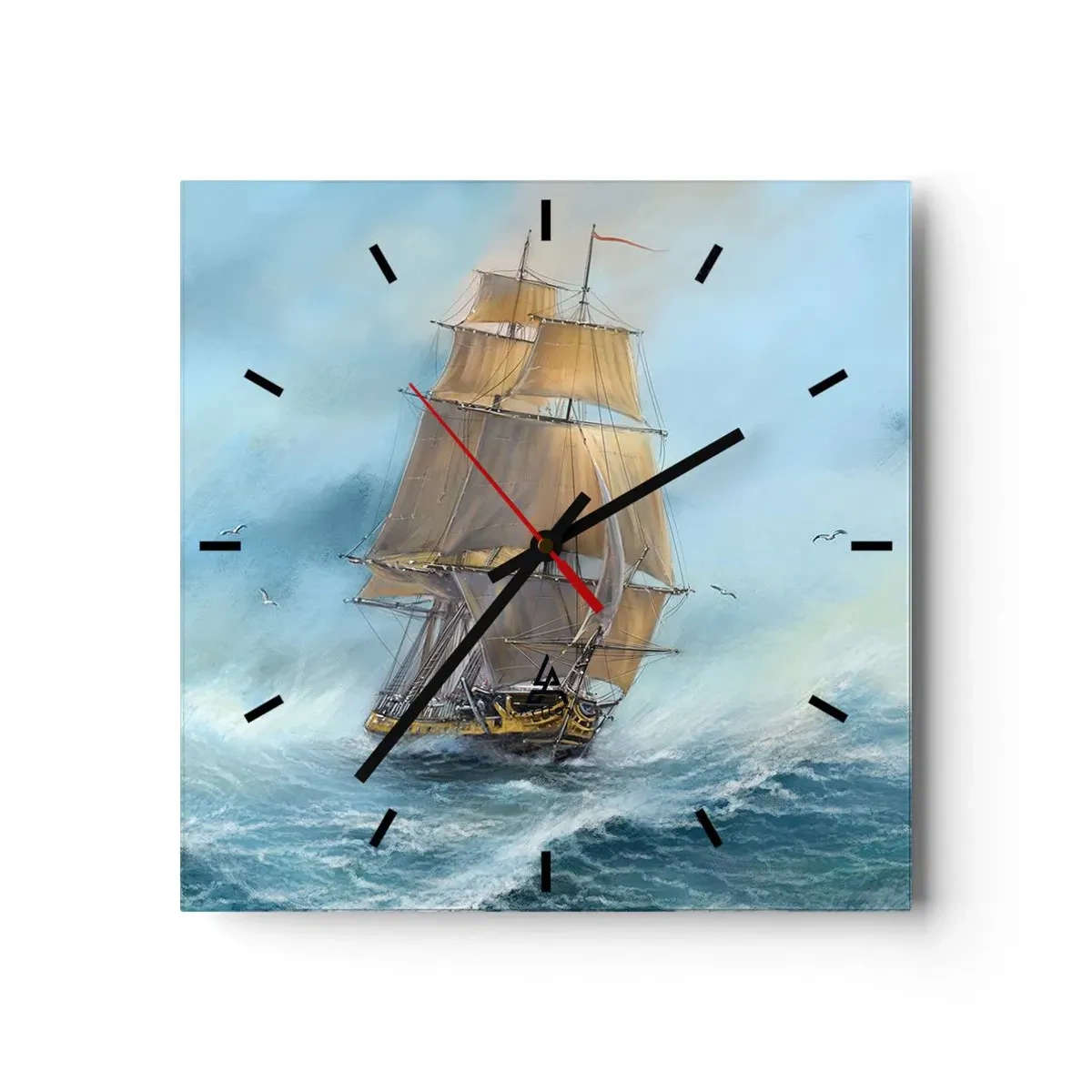 Wandklok - Klok - Haasten over de golven - 40x40 cm