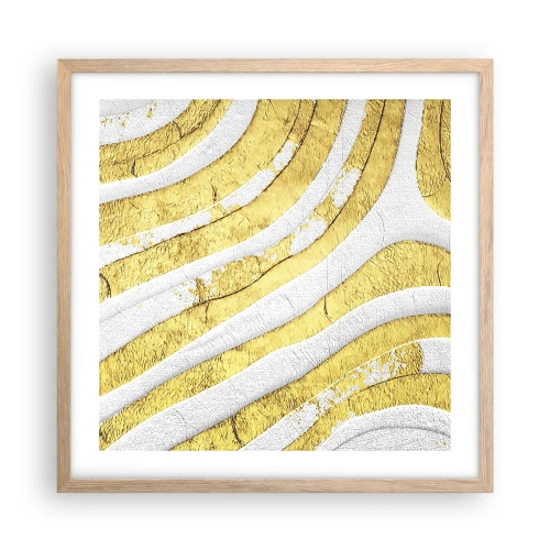 Een poster in een licht eiken lijst - Compositie in wit en goud - 50x50 cm