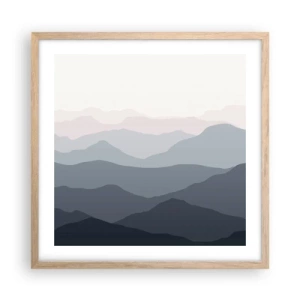 Een poster in een licht eiken lijst - Golven van de bergen - 50x50 cm