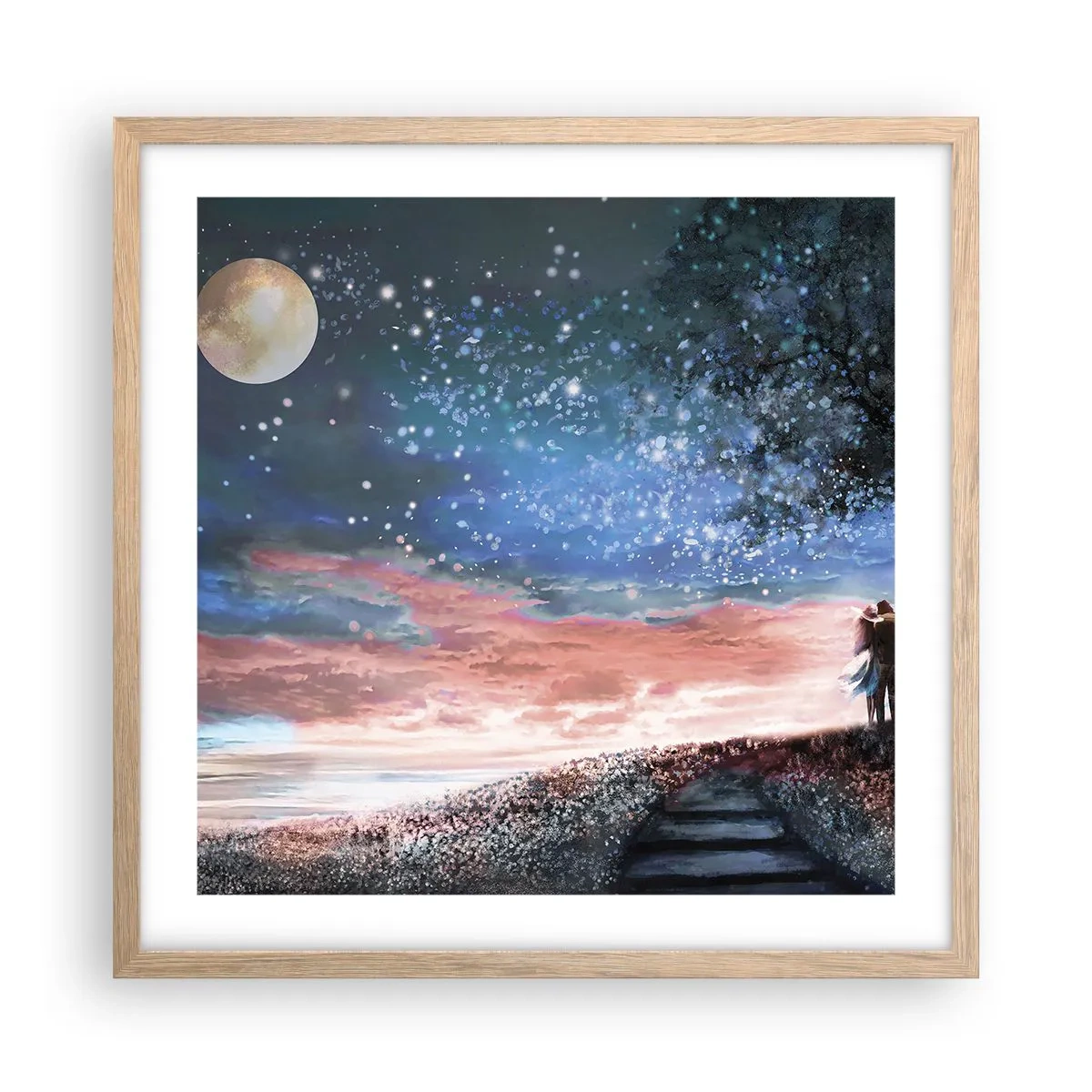 Een poster in een licht eiken lijst - Een sterrenspektakel - 50x50 cm