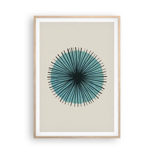 Een poster in een licht eiken lijst - Stralend in het blauw - 70x100 cm