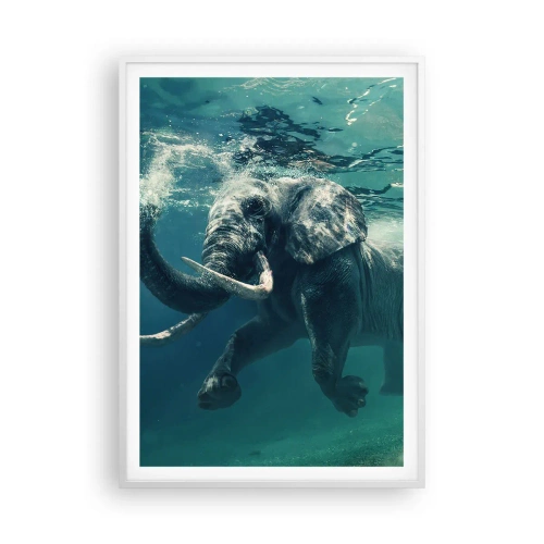 Poster in een witte lijst - Iedereen houdt van zwemmen - 70x100 cm