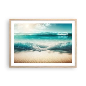 Een poster in een licht eiken lijst - De vrede van de oceaan - 70x50 cm