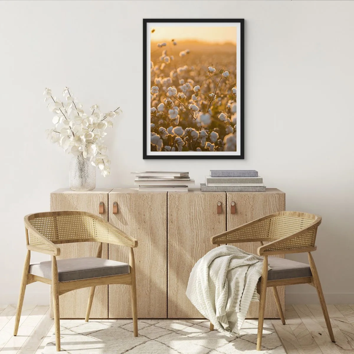 Poster in een zwarte lijst - Pluizig veld - 40x50 cm