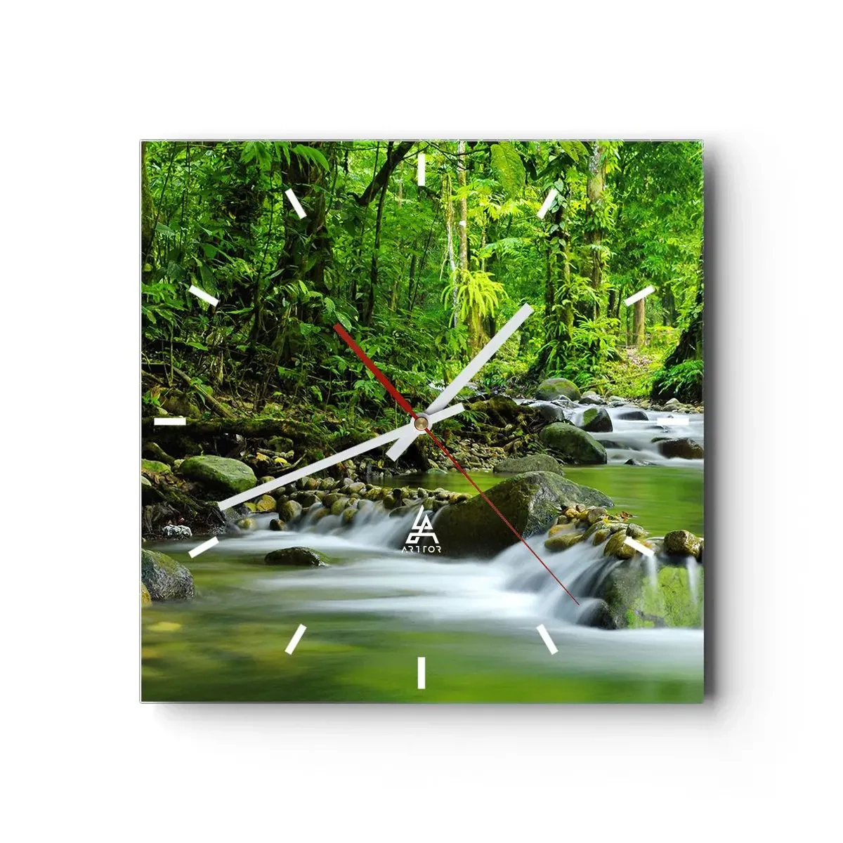 Wandklok - Klok - Zwemmen in een zee van groen - 40x40 cm