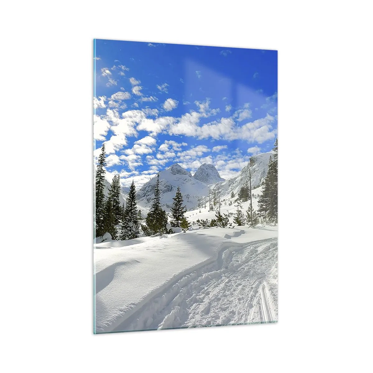 Schilderen op glas - In de sneeuw en in de zon - 50x70 cm