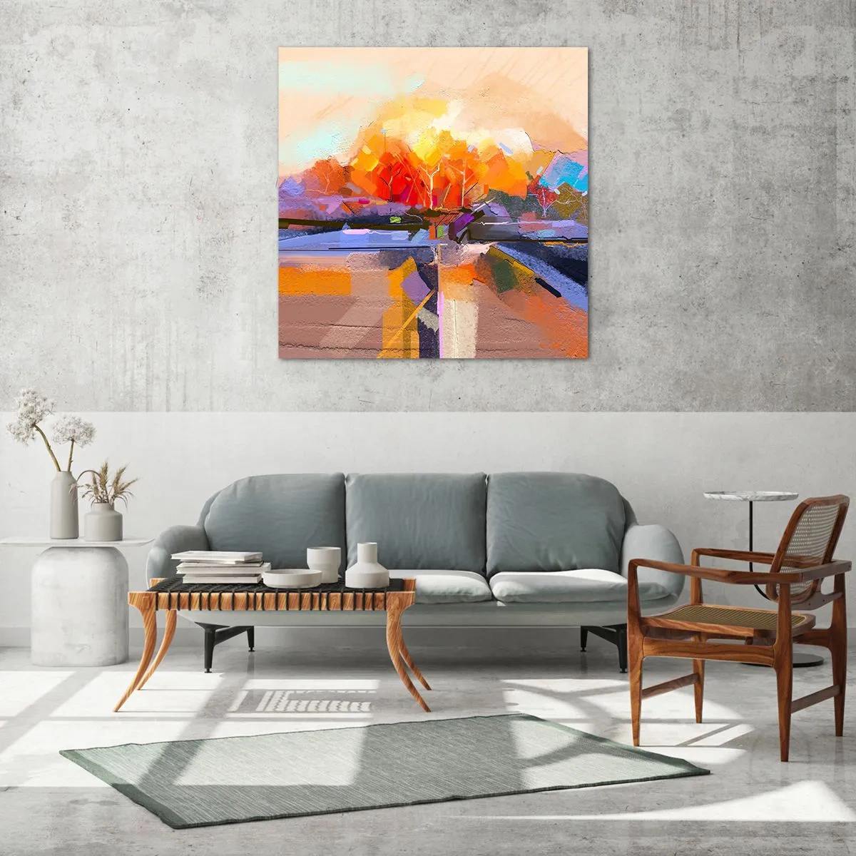 Schilderen op glas - De herfst is geworden - 60x60 cm