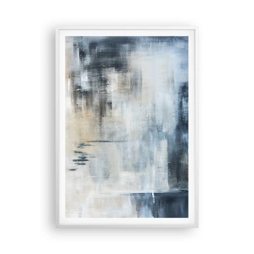 Poster in een witte lijst - Achter het blauwe gordijn - 70x100 cm