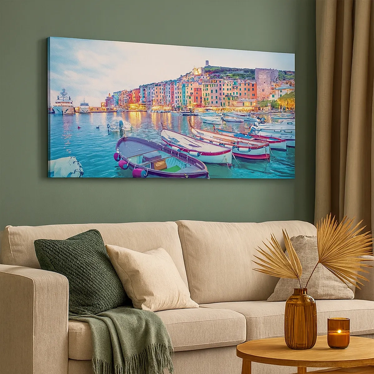 Schilderen op canvas - Kleurrijke avond in de haven - 30x30 cm