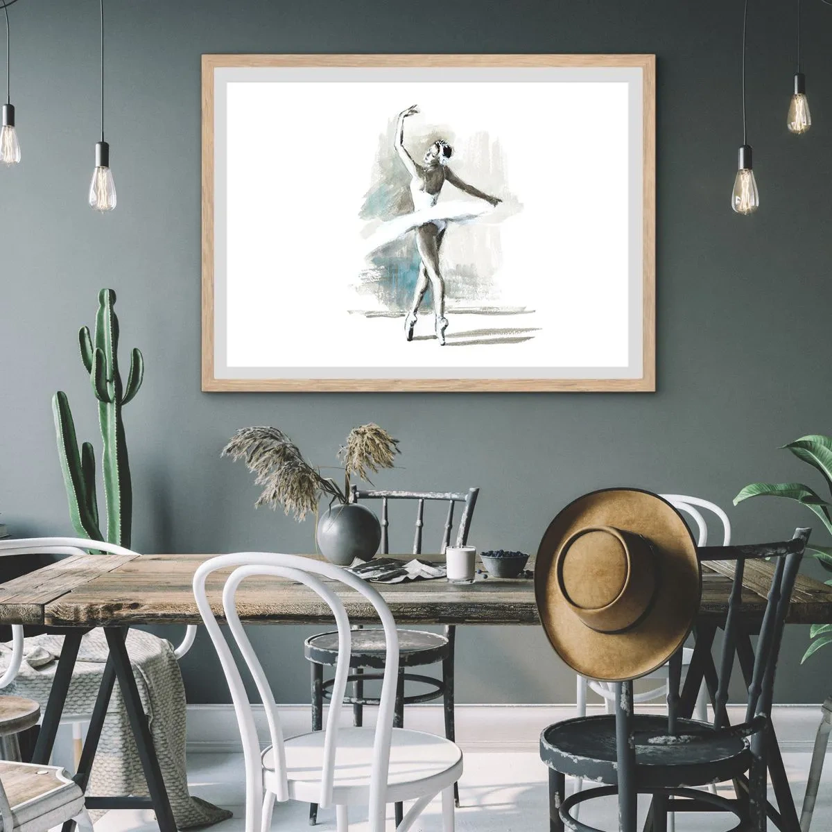 Een poster in een licht eiken lijst - Betoverd in een zwaan - 91x61 cm