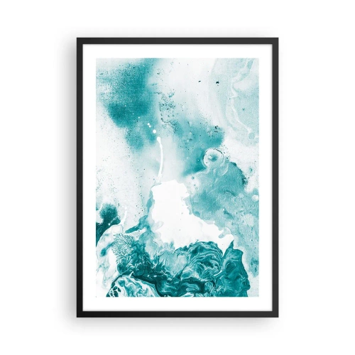Poster in een zwarte lijst - Turquoise abstractie met dynamische details - 50x70cm - Moerast van blauw - Moderne wanddecoratie voor woonkamer en slaapkamer ARTTOR