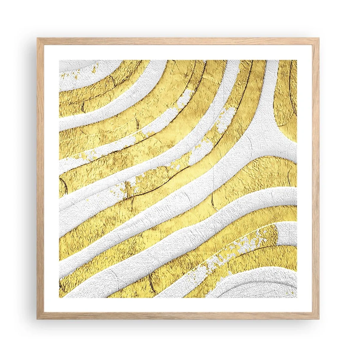 Een poster in een licht eiken lijst - Compositie in wit en goud - 60x60 cm
