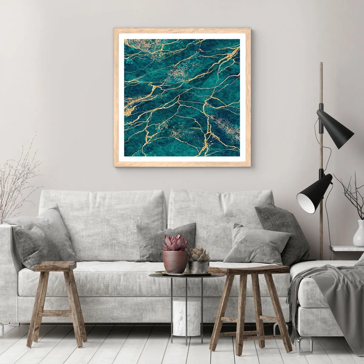 Een poster in een licht eiken lijst - Goudmijn - 30x30 cm