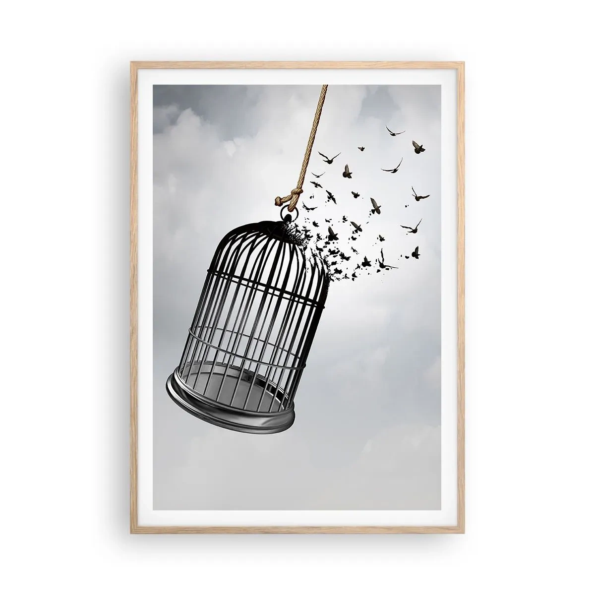 Een poster in een licht eiken lijst - Geloof ... Hoop ... Vrijheid! - 70x100 cm